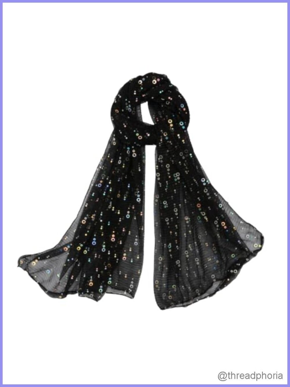 Sheer Sequined Scarf Shawl Wrap Lightweight Sparkle Fringed Evening Party